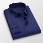 Рубашка мужская с длинными рукавами, приталенная, с эластичная блузка воротником и принтом, деловая Повседневная брендовая одежда, 5XL, SH018