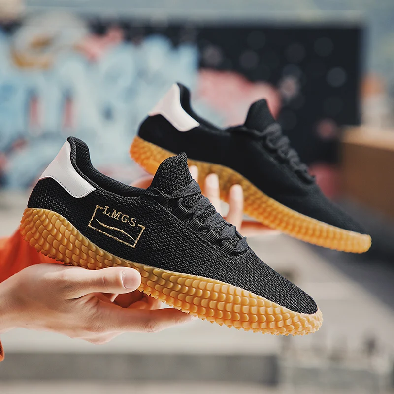 BESCONE/мужские спортивные дышащие кроссовки для бега Цвет черный красный серый