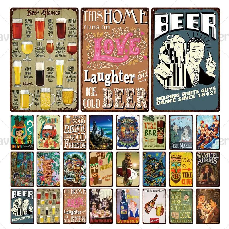 Настенный металлический жестяной знак Tiki бар пиво ВИНТАЖНЫЙ ПЛАКАТ пасхальный