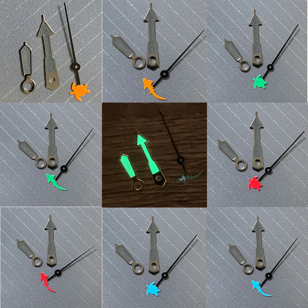 

Зеленые светящиеся часы, стрелки с черепашкой/рыбой, секундные часы, Сменные аксессуары для Nh35/36/4r/7s, автоматический механизм