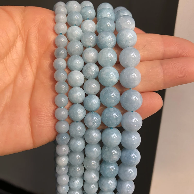 Круглые бусины аквамаринового лепидолита из натурального камня свободные