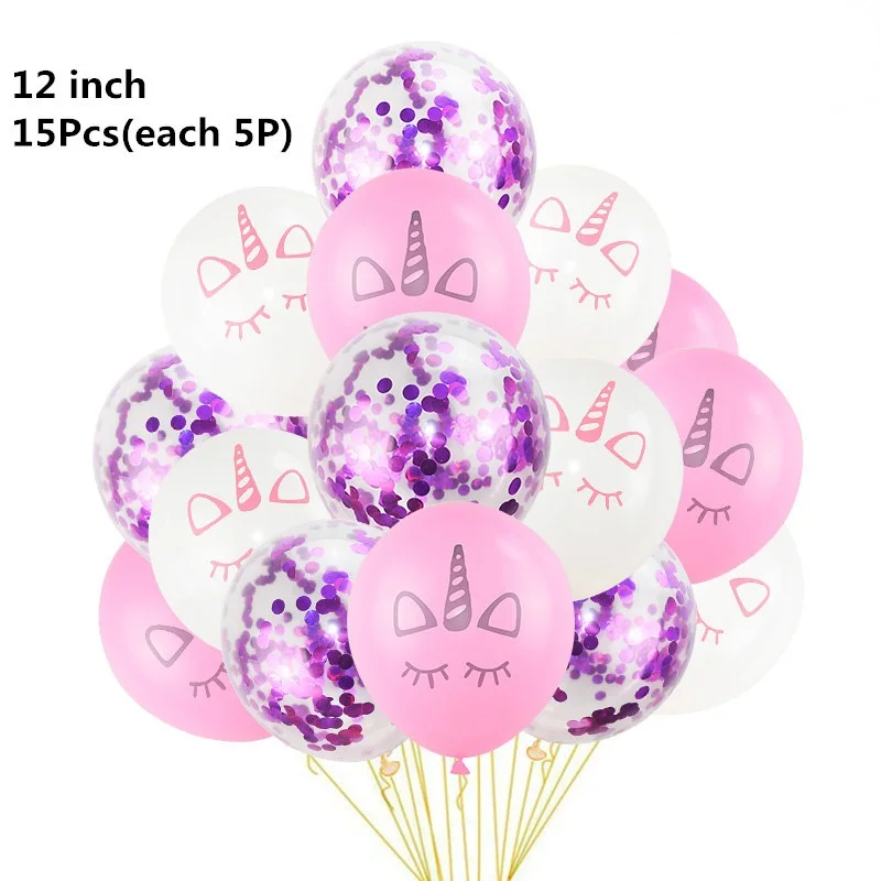 15pcs-b 10 шт. 12 дюймов Единорог латексные шары Набор DIY мультфильм Лошадь Единорог шары принцесса день рождения украшения свадебные шары - Цвет: 15pcs-b