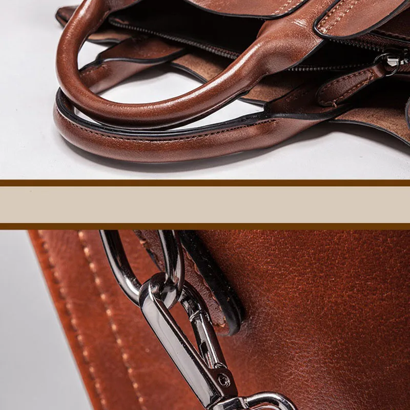 

Oil Wax Leather Women Handbag Large Capacity Messenger Bags Vintage Shoulder Bag Office Lady Totes Daily Clutch Designers