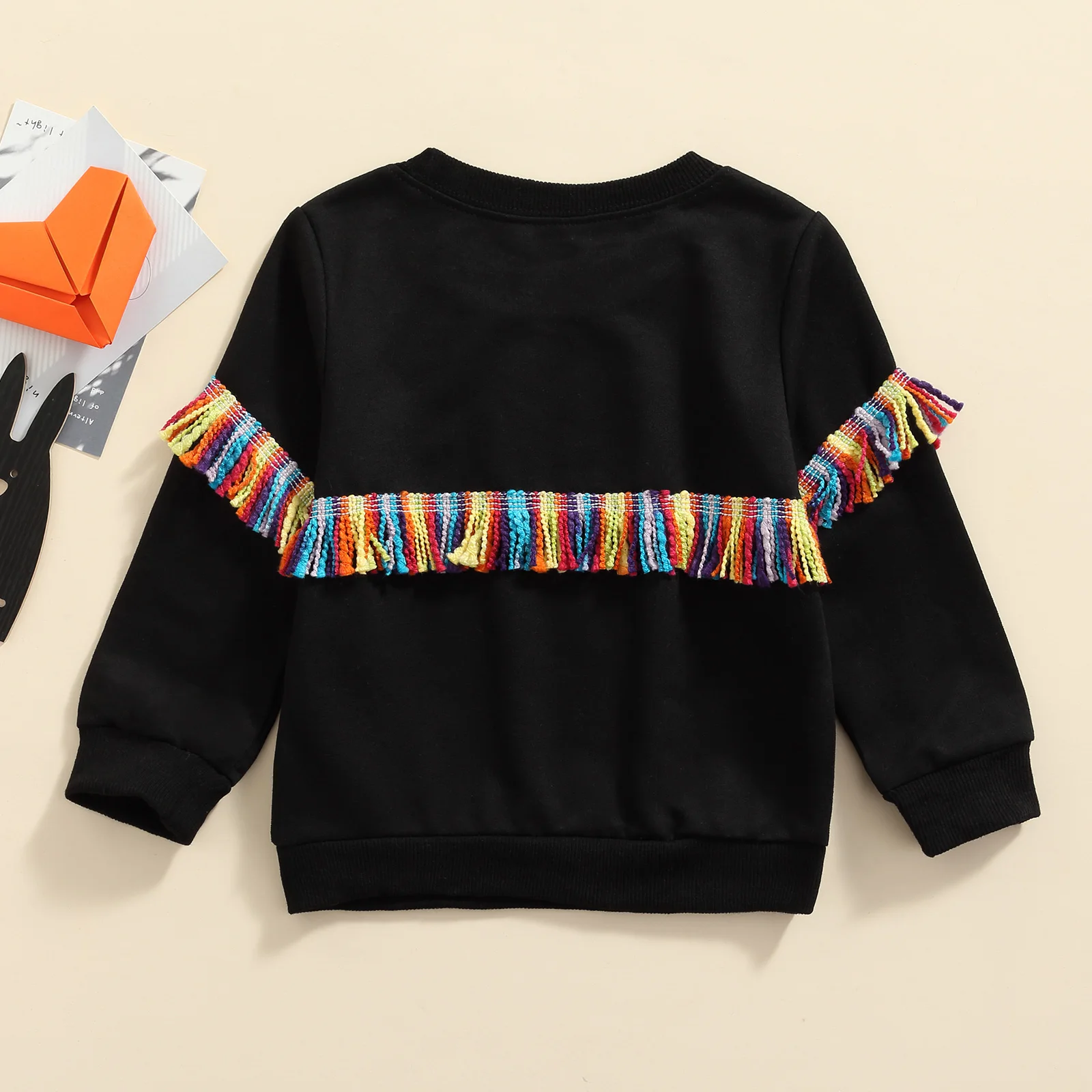 

Женский свитшот с длинным рукавом, повседневный свитшот с длинным рукавом и круглым вырезом, с бахромой, осень 2-7