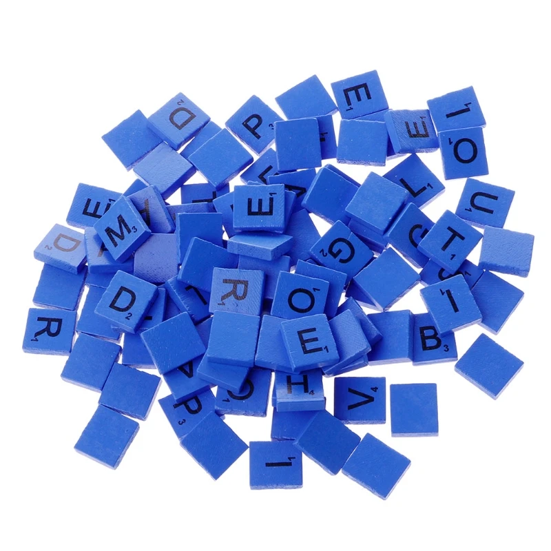 

100Pcs Wooden Colourful Tiles Mix Letters Varnished Alphabet