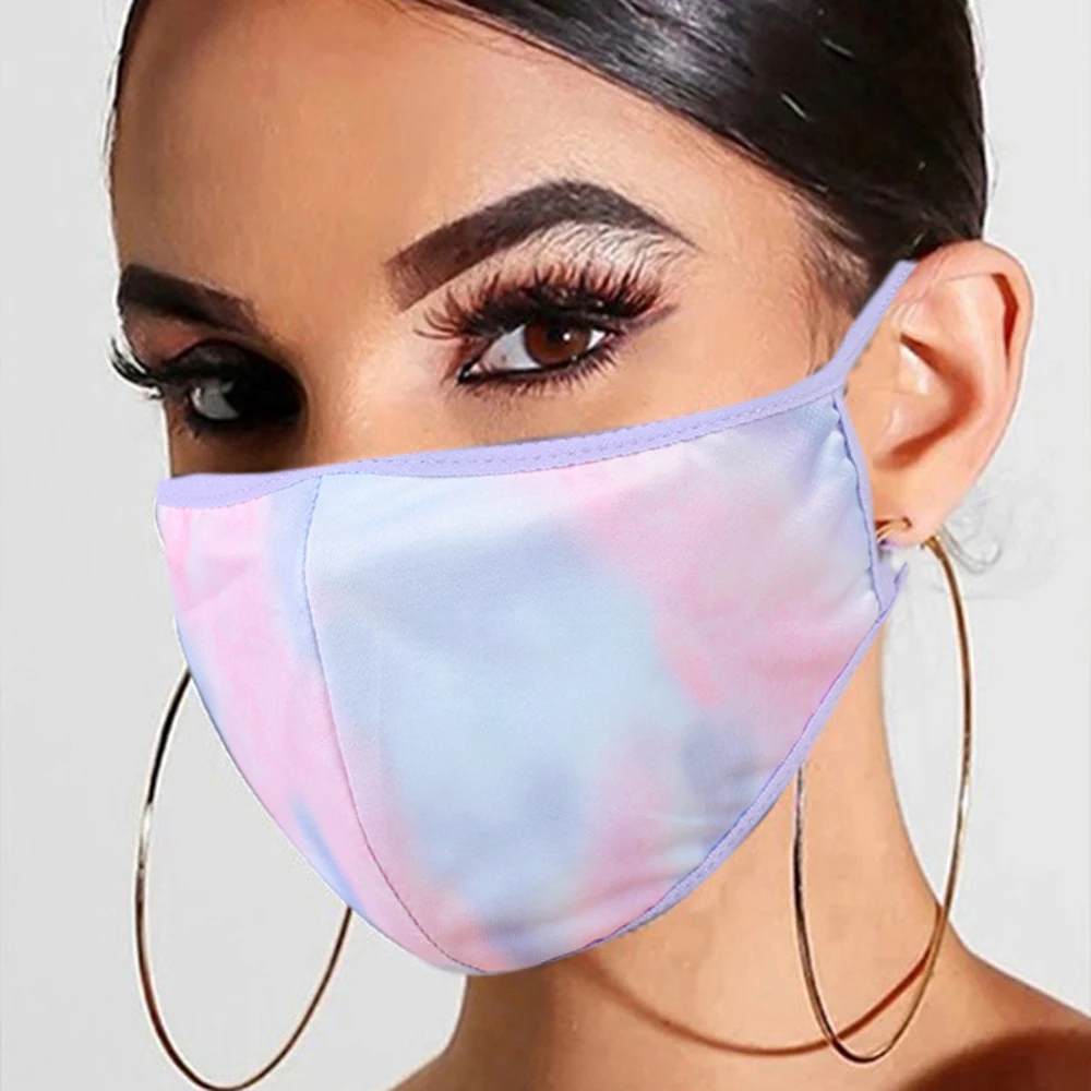 

Fashion Tie-dye Printing Cotton Fabric Face Mask Reusable Washable Mouth Mask Unisex Dustproof Windproof Face Mask Mascarillas