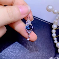 exquisite jewelry 925 sterling silver inlaid with natural blue topaz girls luxurious retro seal ol style gem pendant necklace s