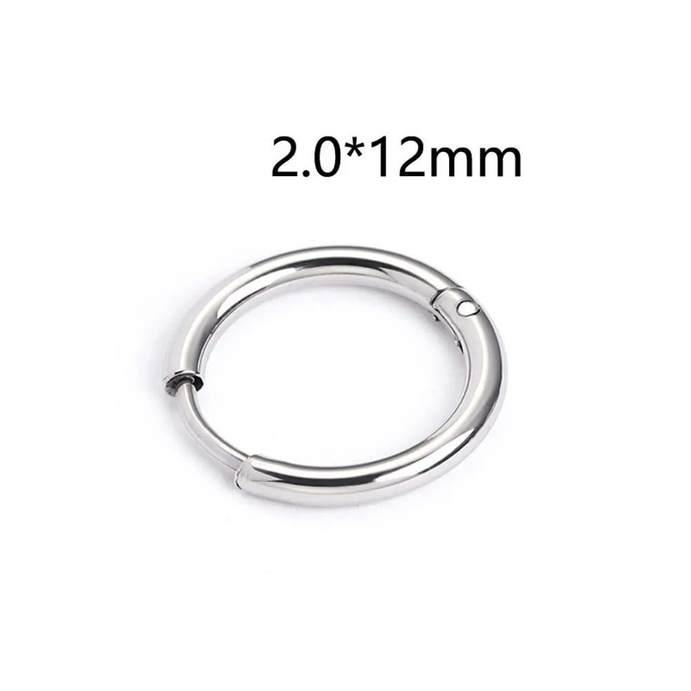 silver-12mm 1 пара, маленькие серьги-кольца, золото/серебро/черный, титановая сталь, круглые серьги-кольца для женщин и мужчин, серьги-клипсы - Окраска металла: silver-12mm