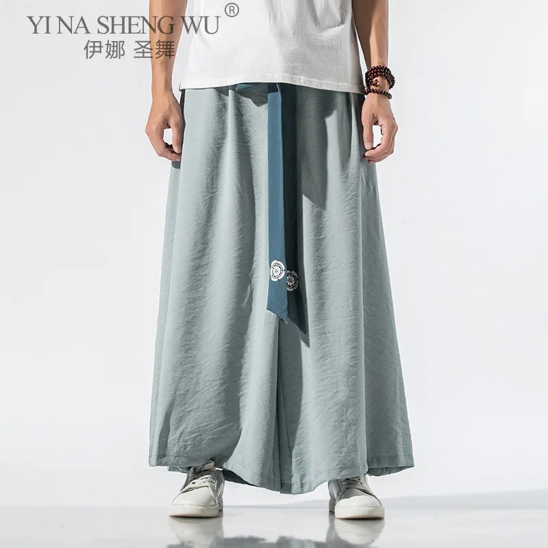 Брюки мужские хлопковые с широкими штанинами Джоггеры в китайском стиле