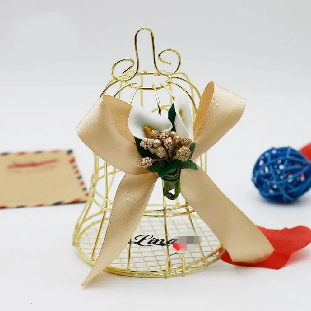 

10 шт./лот Золотая железная клетка для птиц коробка для конфет Свадебные сувениры свадебное украшение вечерние ринки Baby Shower сувениры Подароч...