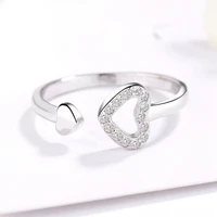 fashion love heart ring korean style female ring opening adjustable ring jewelry for women wedding