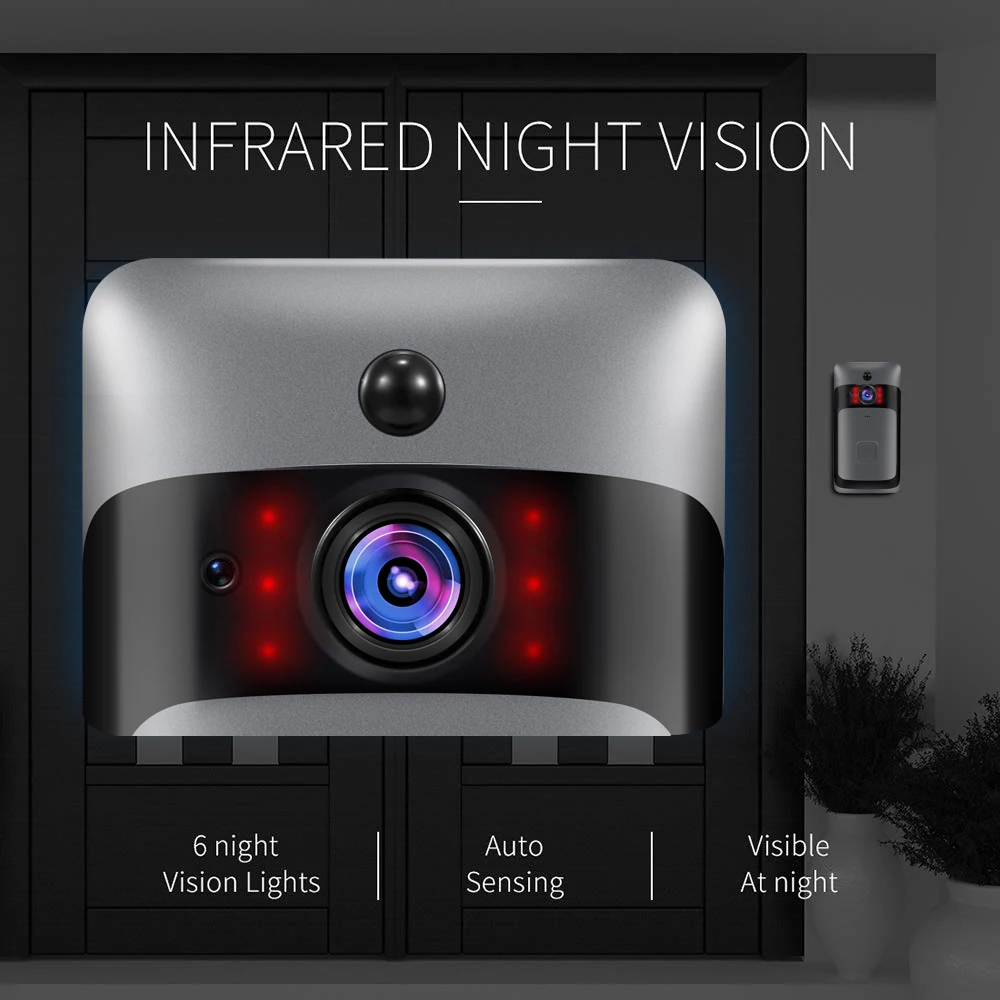 Беспроводной дверной звонок 720P безопасности Камера двухканальную аудиосвязь