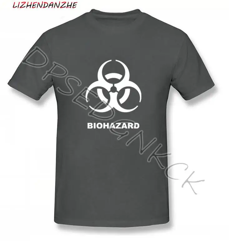 Мужская хлопковая футболка с коротким рукавом принтом логотипа BIOHAZARD лето 047 |