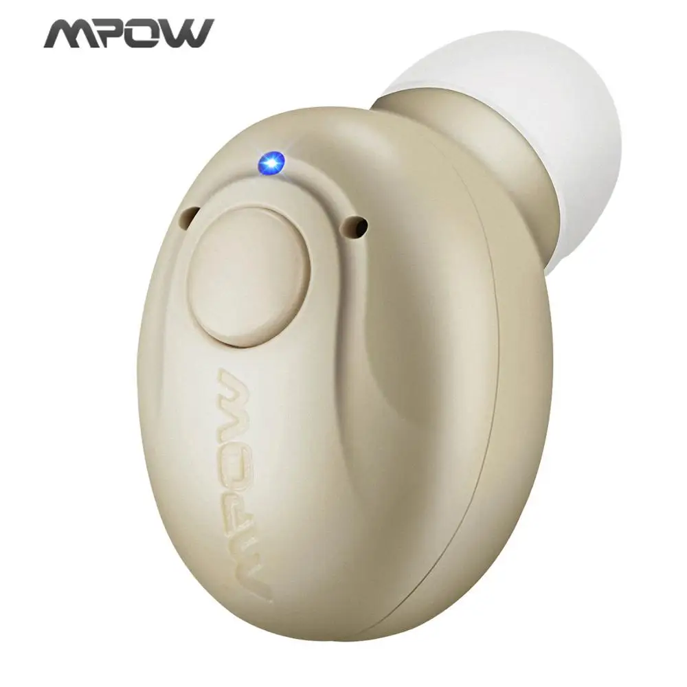 Mpow EM1 мини-наушники-вкладыши Bluetooth 4,1, одиночный беспроводной невидимый наушник, наушники-вкладыши с функцией громкой связи, чехол для переноски - Цвет: Yellow