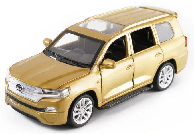Новинка 1:32 литая под давлением литая модель автомобиля Toyota Land Cruiser, звуковой светильник, игрушечные машинки для детей, подарки для друзей - Цвет: Gold