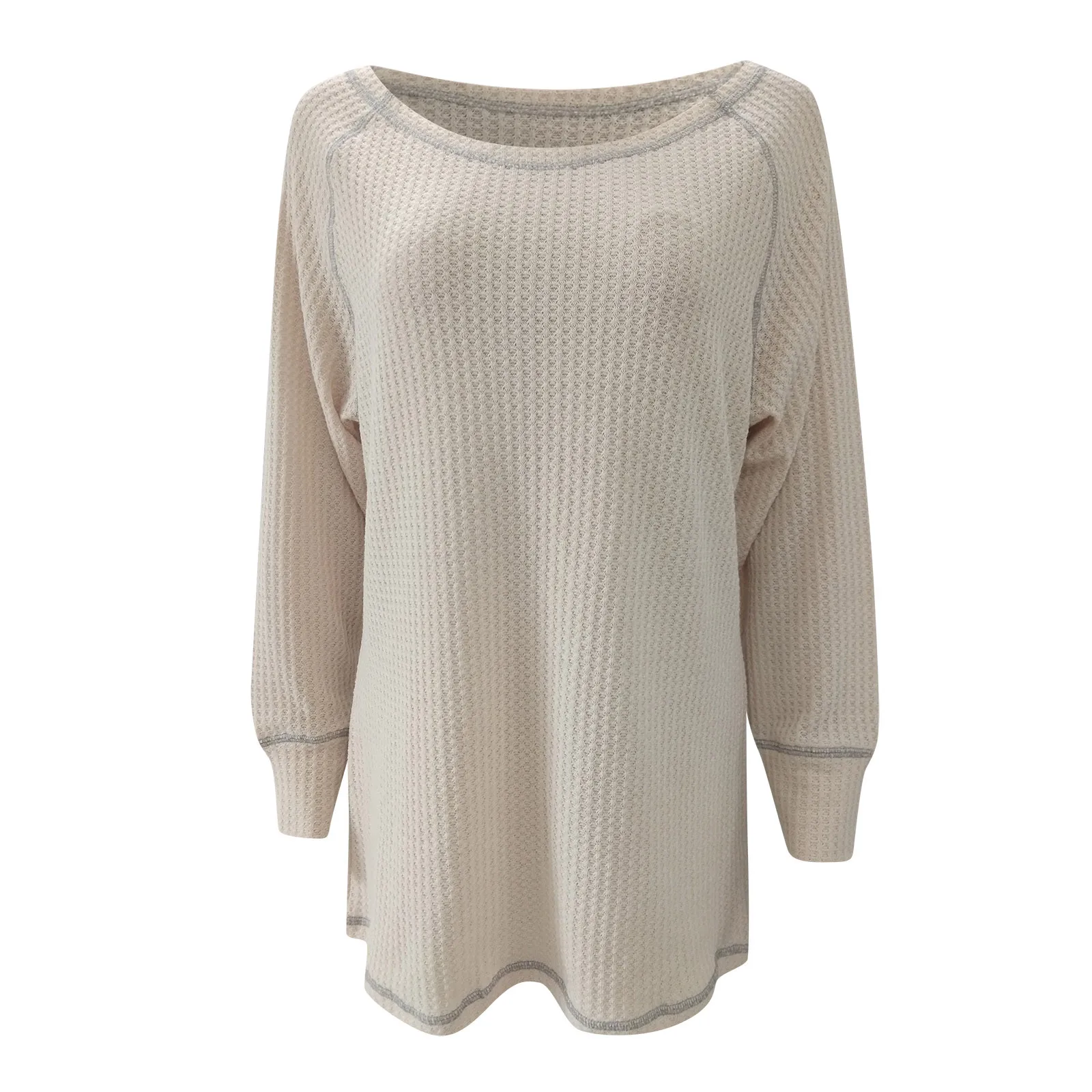 Женские Модные свободные большие Размеры с круглым вырезом и длинными рукавами в