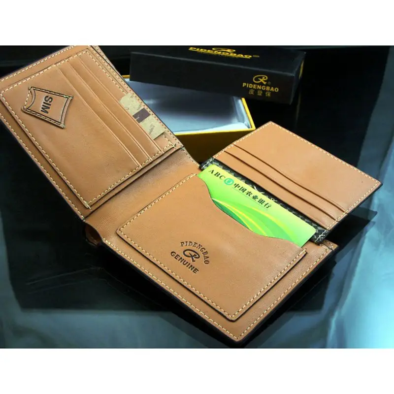 Новинка Мужской Двойной кошелек из натуральной кожи ID кредитная карта держатель