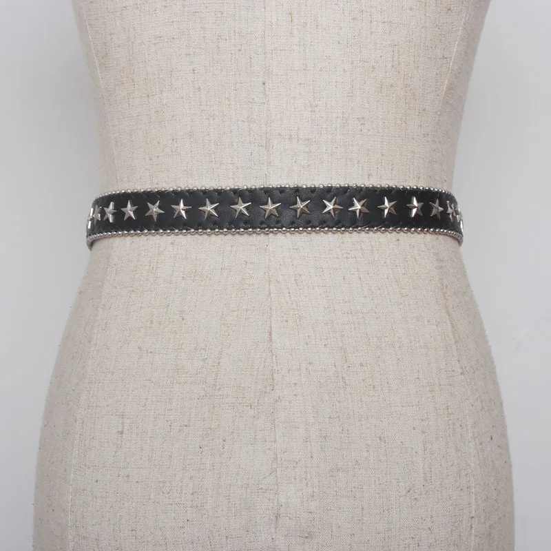 

Christmas Present Belts Gothic Punk Style Pin Buckle Style Star Hot Selling Women Belt Men Fine Metallic Decoration Leather