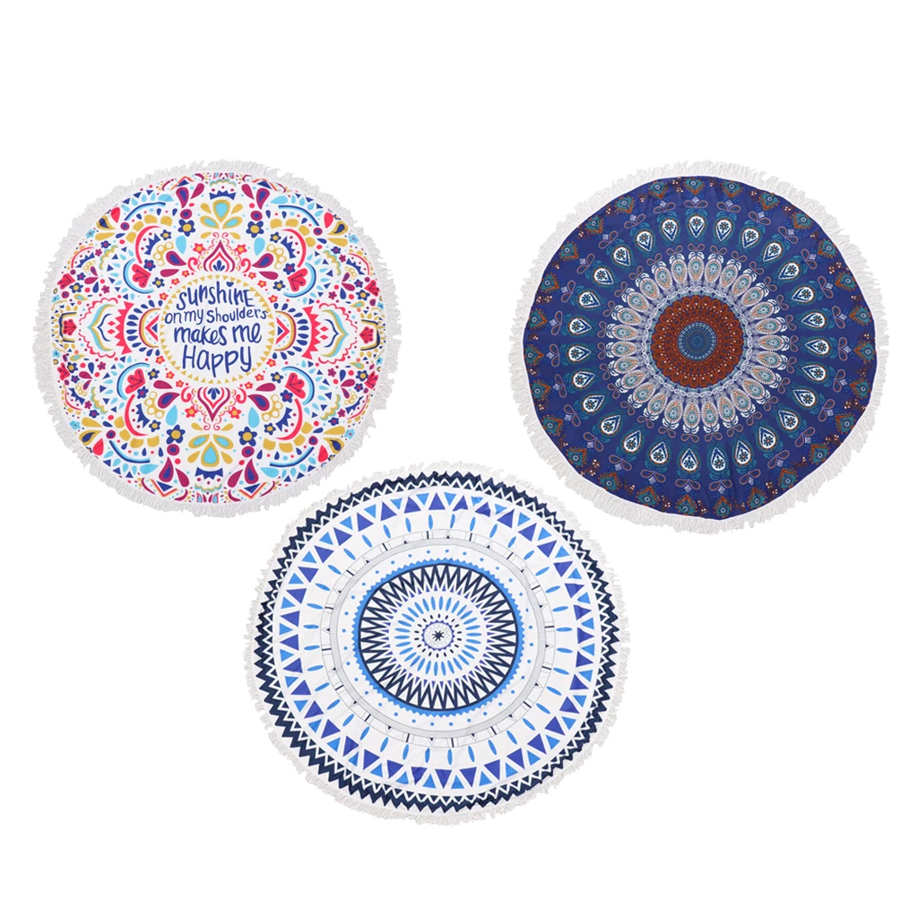 

Large Round Beach Towel Blanket Soft Floral Yoga Mat Tapestry