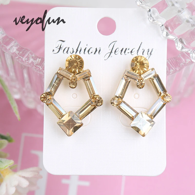 Veyofun Fashion Crystal Hollow out Stud Earrings for Women Accessories Jewelry Wholesale New | Украшения и аксессуары