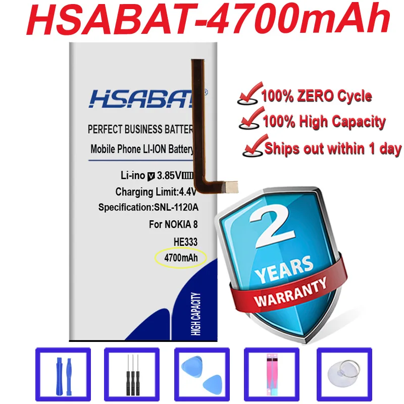 HSABAT Топ бренд 100% новый 4600mAh HE333 батарея для NOKIA 8 Sirocco в наличии|Аккумуляторы