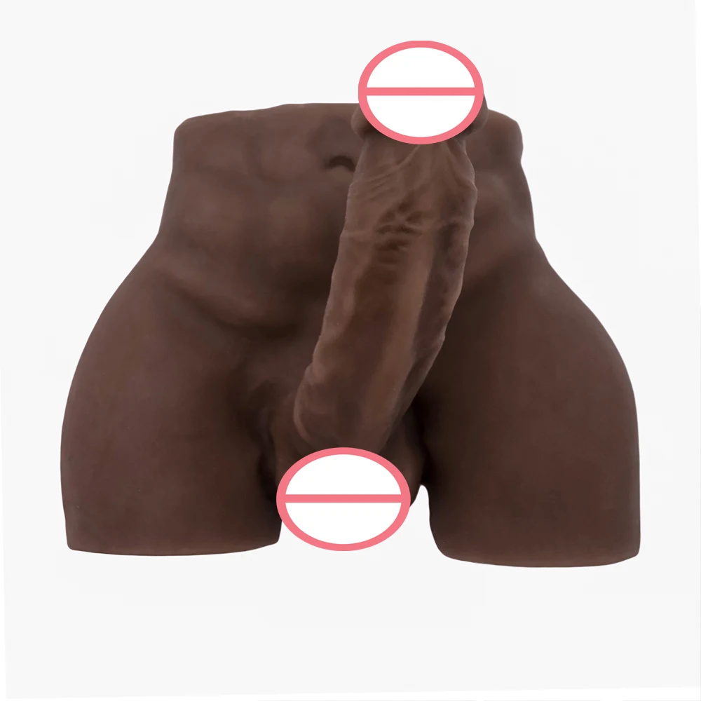 Супер мускулистая полностью силиконовая Мужская Черная наполовину тела