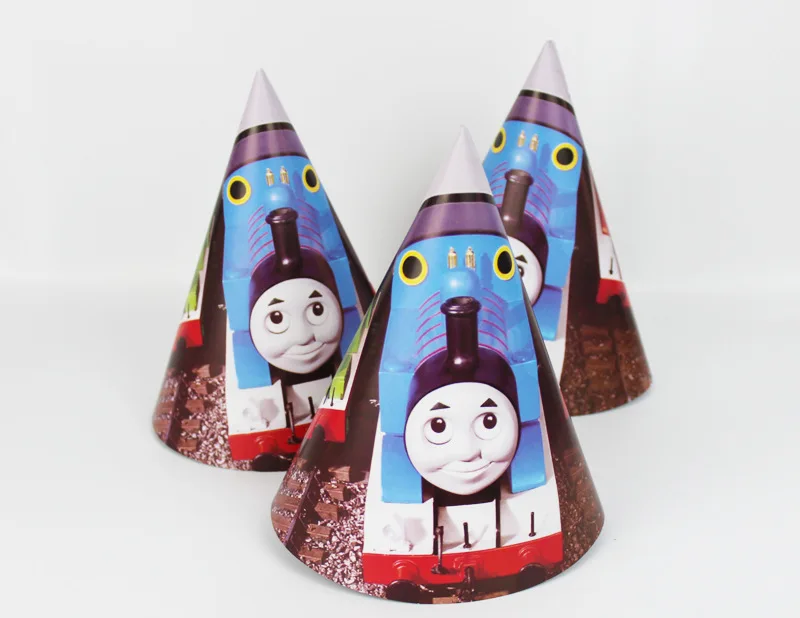6pcs hat Томас поезд тематическая вечеринка на день рождения набор столовых приборов вечерние декоративная соломинка ребенок подростковый мальчик вечерние украшения - Цвет: 6pcs hat