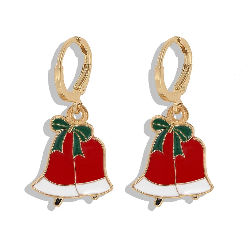 Jingling Bell 10 цветов, новинка, Санта Клаус, Рождественская елка, снежинка, снеговик, женские серьги из золотого сплава, рождественский подарок, ювелирное изделие - Окраска металла: Jingling Bell