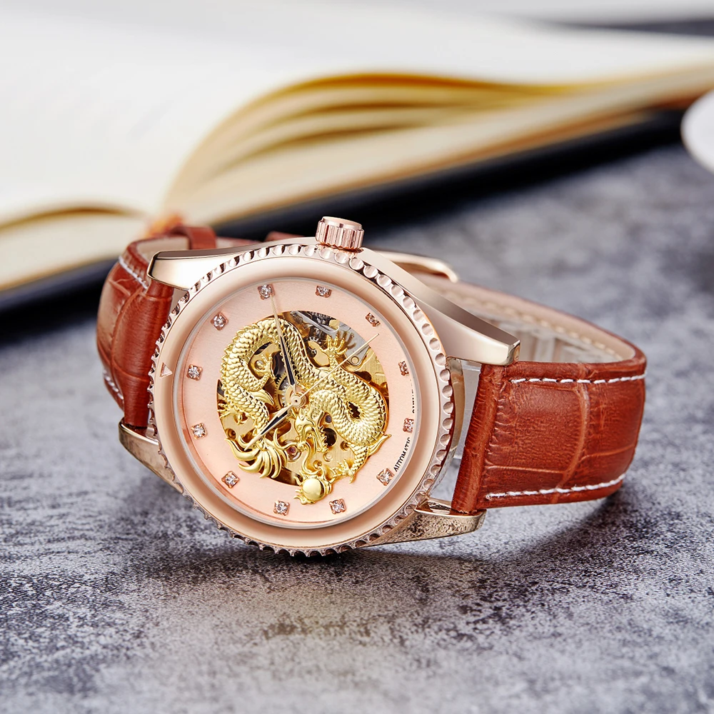 Мужские механические часы OUYAWEI роскошные Брендовые Часы с автоподзаводом и