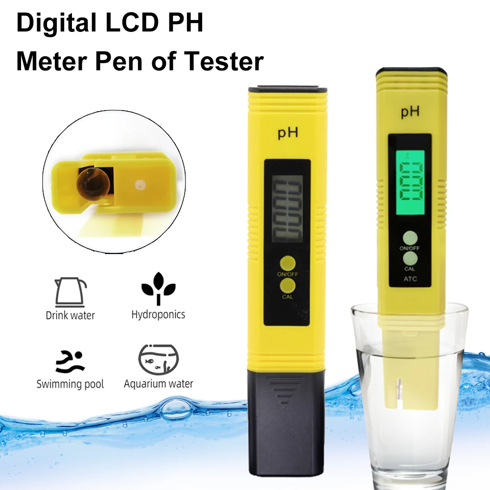 Цифровой измеритель PH, высокоточный тестер для воды в аквариуме и бассейне, с ЖК-дисплеем