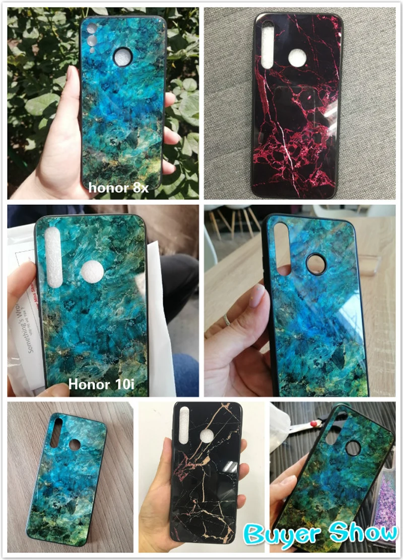 Для huawei Honor 10i чехол из мрамора, закаленное стекло, мягкий силиконовый бампер, задняя крышка для P Smart Plus Honor 10 lite 8x V20 чехол