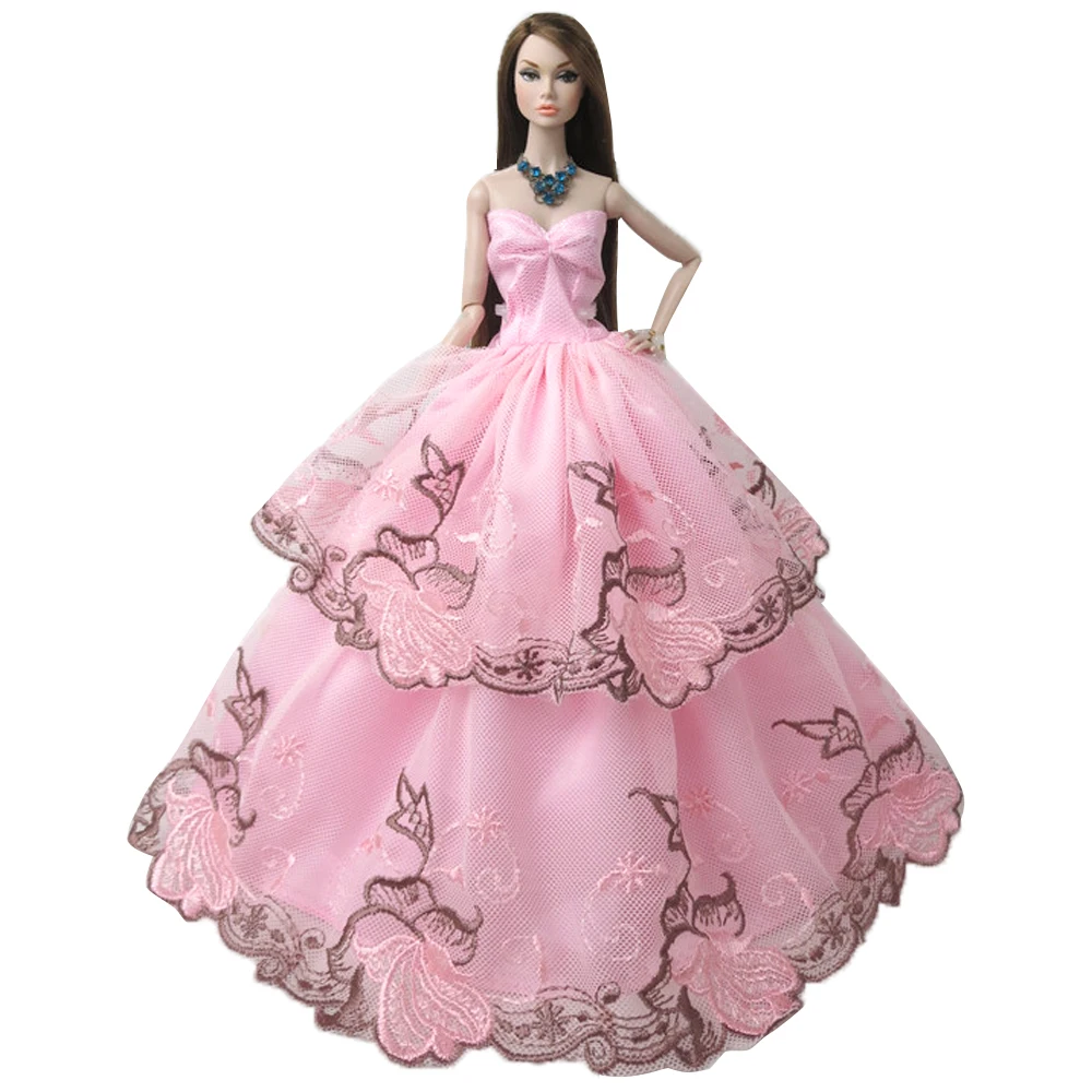 NK One Pcs Doll Princess Wedding Dress Noble Party Gown For Barbie Doll Accessories Handmake Outfit Best Gift For Girl' Doll JJ