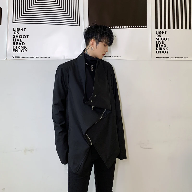 Мужская и женская панк Готическая неровная черная верхняя одежда пальто мужская