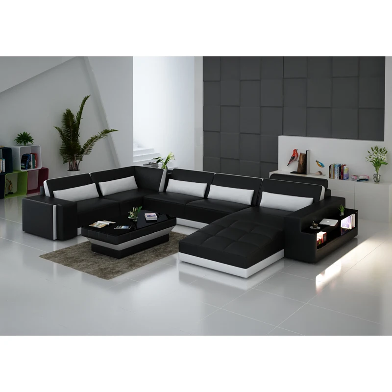 Простой дизайн конкурентоспособная цена мебель для гостиной угловой кожаный