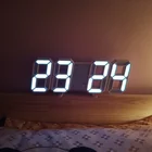 3D светодиодный настенные часы Современные Цифровые настольные часы будильник ночник с датой Температура показано дома Гостиная настольные украшения