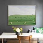 Искусственная Картина на холсте, природная зеленая трава, искусство на стену в скандинавском стиле, украшение на стену