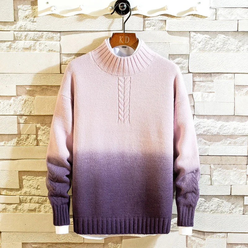 Мужской трикотажный пуловер с круглым вырезом в стиле пэчворк | Мужская одежда