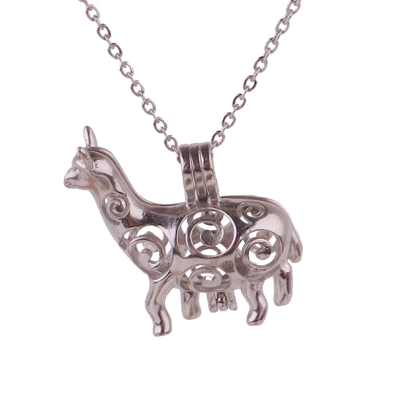 

Медь Милая овечка бусины в форме животных клетка диффузор эфирного масла духи жемчужная клетка медальон Ожерелье 45 см цепочка из нержавеющ...