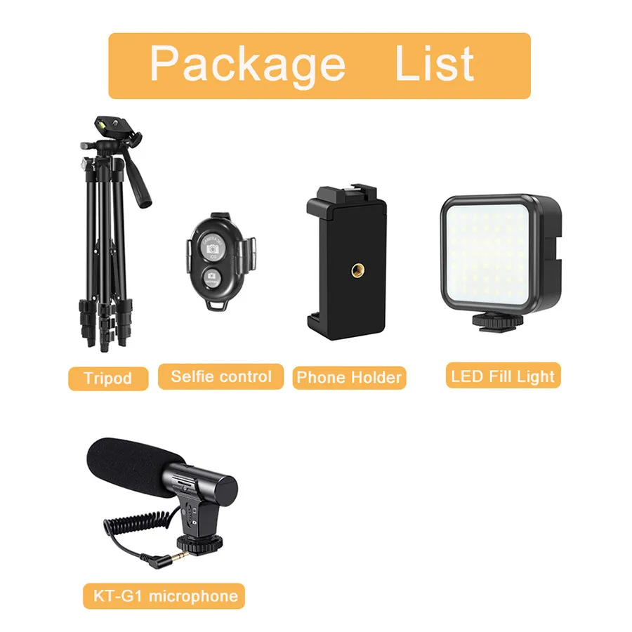 

MAMEN Professional Photography Video Kits With Adjustable Tripod Fill Light Microphone For Camera Phone Studio VLOG Shooting