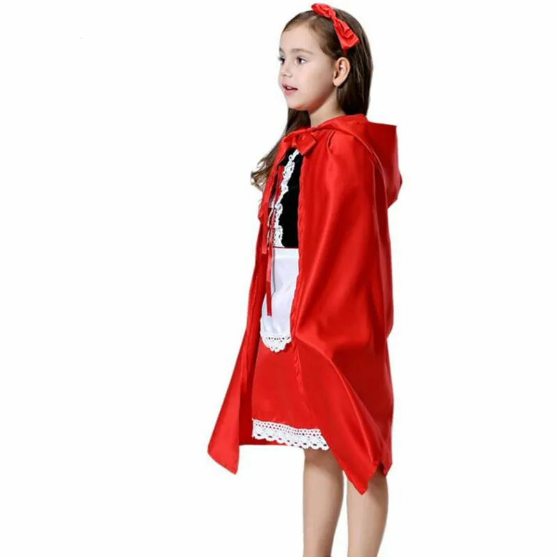Детское красное платье для косплея с капюшоном маленьких девочек костюм