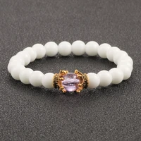 charm natural stone imperial crown bracelet white yoga beaded bracelet for men women yoga meditation jewelry pulseira homme