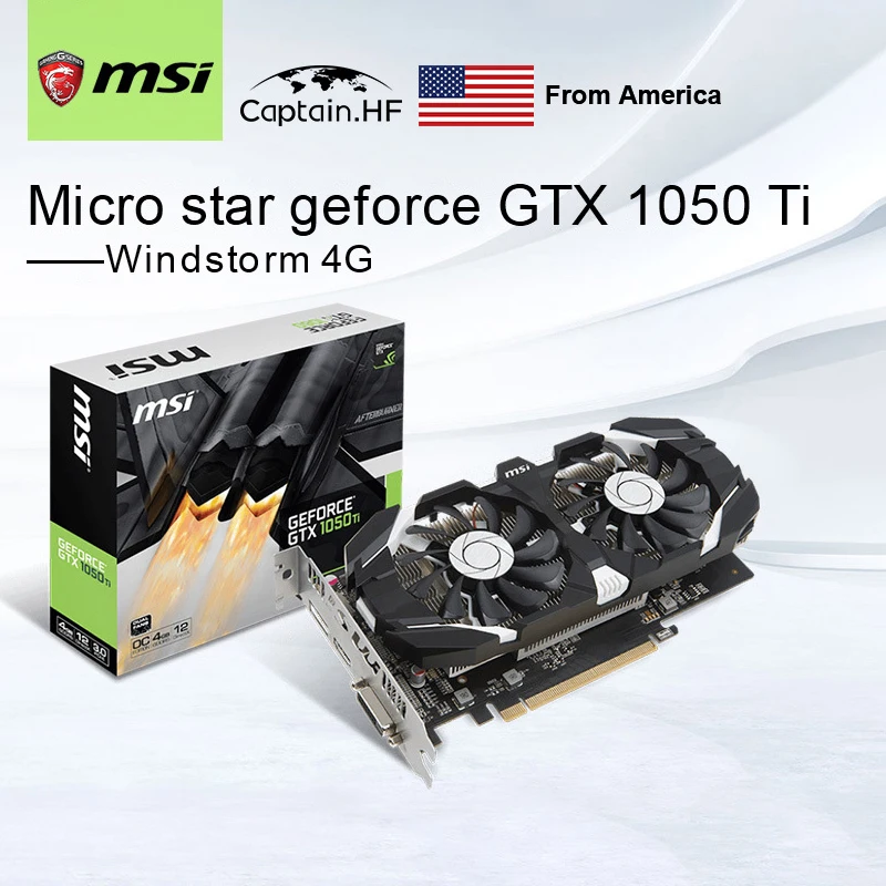 

US Captain MSI Computer Video Graphic Card GeForce GTX 1050 TI 4G OC V1 NVIDIA for Gaming Cybersport