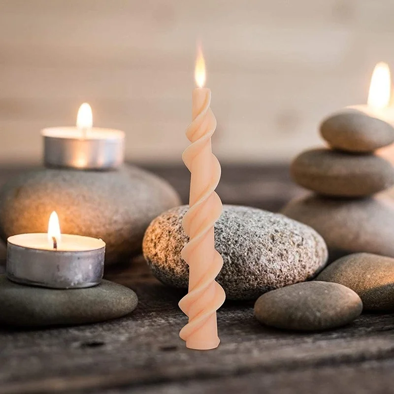 

Silicone Candle Mold Spiral Irregular DIY Scented Candle Making Mould Screw Rod Shaped Candle Mold for Home Restaurant Decor