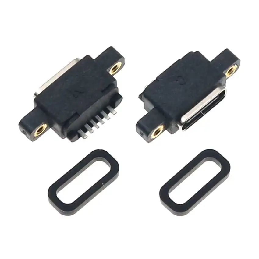 Юйси 2 шт. USB 3 1 Type-C 6Pin женский SMD DIP Соединитель с резьбовым отверстием для высоких