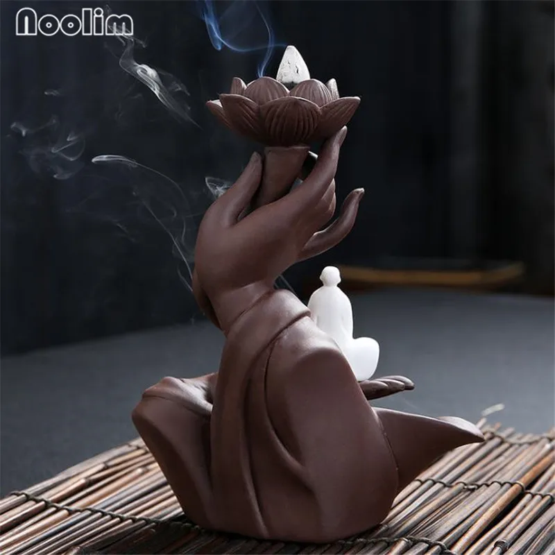 Керамическая курильница для благовоний в виде рук Будды креативная форме лотоса
