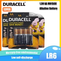 12pcs original duracell 1 5v aa alkaline battery lr6 for electronic thermometers toys remote controls dry primary battery