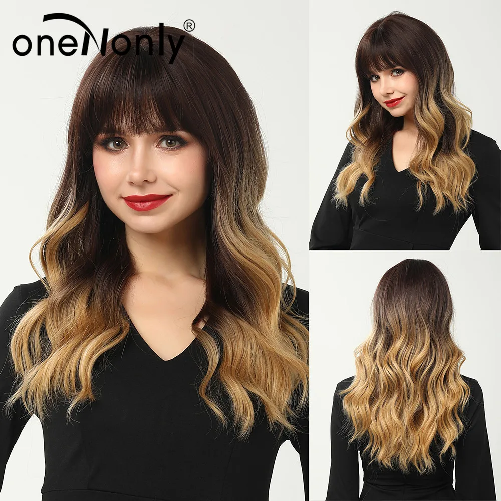 OneNonly длинные Омбре коричневые и светлые натуральные волнистые синтетические