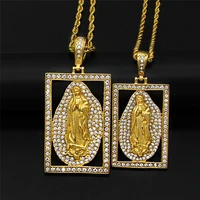 fashion gold color stainless steel chain necklaces vintage catholic virgin mary pendant for women religion jewelry birthday gift