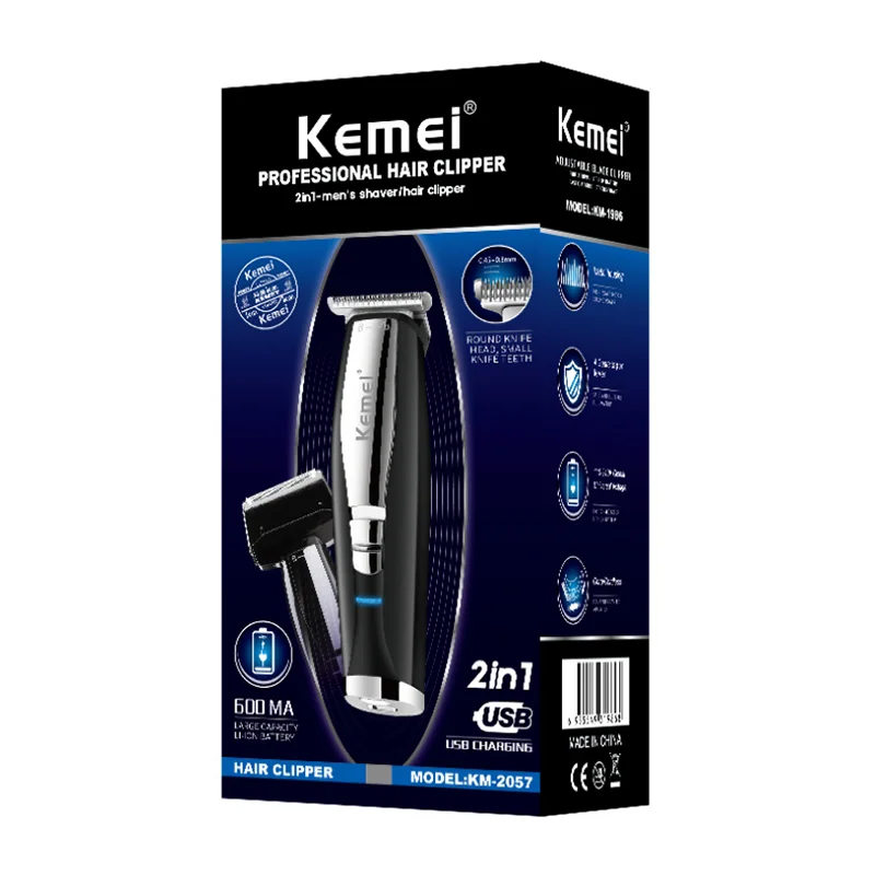 

Kemei 2 In 1 Hair Beard Trimmer Electric Shaver for Men Rechargeable 0mm Baldheaded Hair Clipper USB Charging Hairdresse Haircut