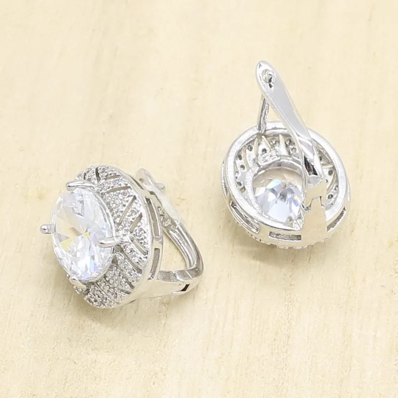 925 марка серебряный цвет набор украшений для женщин браслет из белого циркония